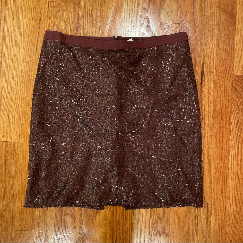 J. Crew burgundy sequin pencil skirt